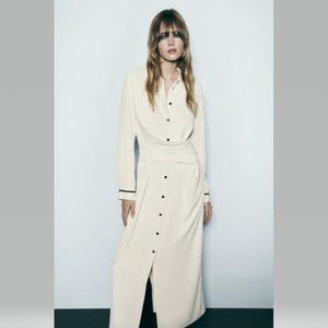 NWT ZARA ECRU BELTED SHIRTDRESS, SZ XL